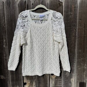 Vintage 90s Hippie Boho long sleeve crochet knit top size XL